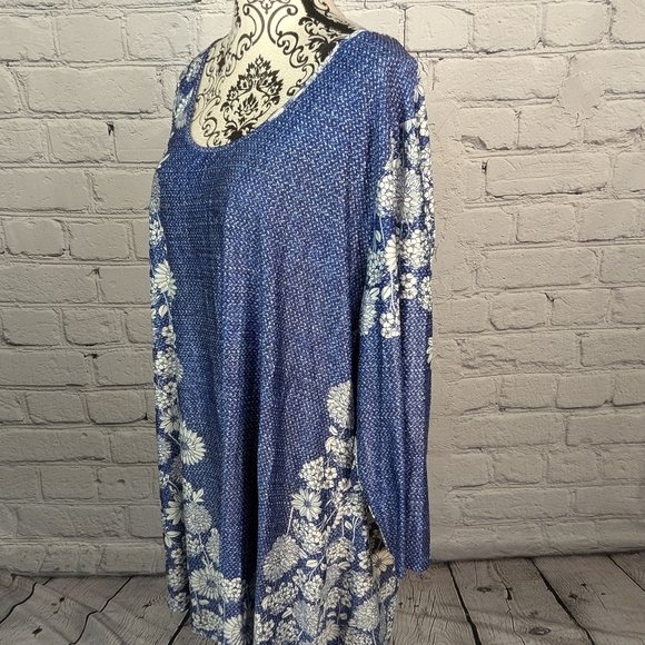 Lily Women's Long Sleeve Stretch Knit Floral Print Top Plus Size 4xl B15a - Picture 10 of 11
